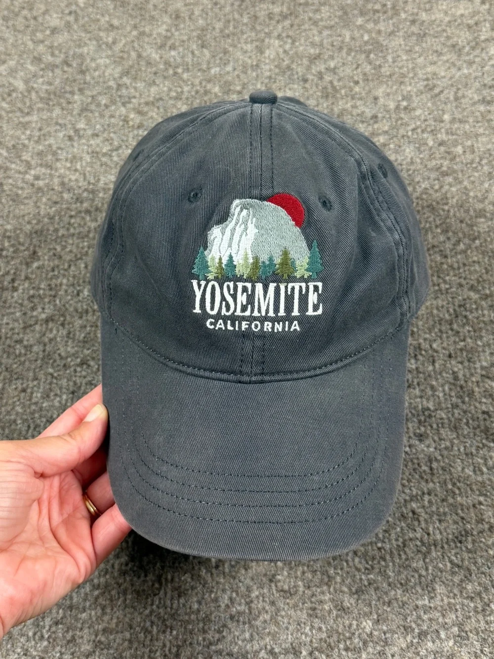 Yosemite Grey Baseball Cap Adjustable Hat Embroidered Logo Abercrombie & Fitch